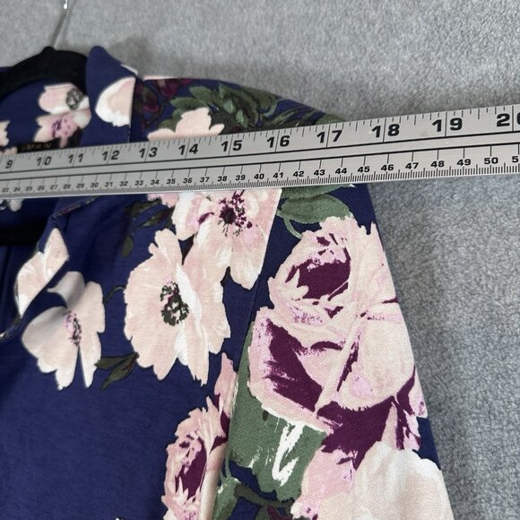 IMAN Navy Floral Peplum Zip Jacket Blazer M Global Chick Ponte Convertible - Picture 5 of 13